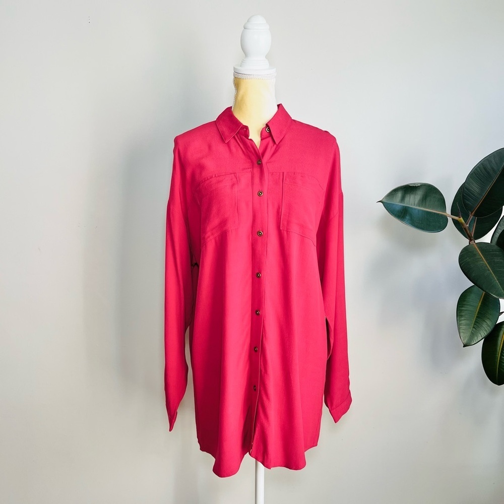 J.Jill longline button down tunic shirt with pockets